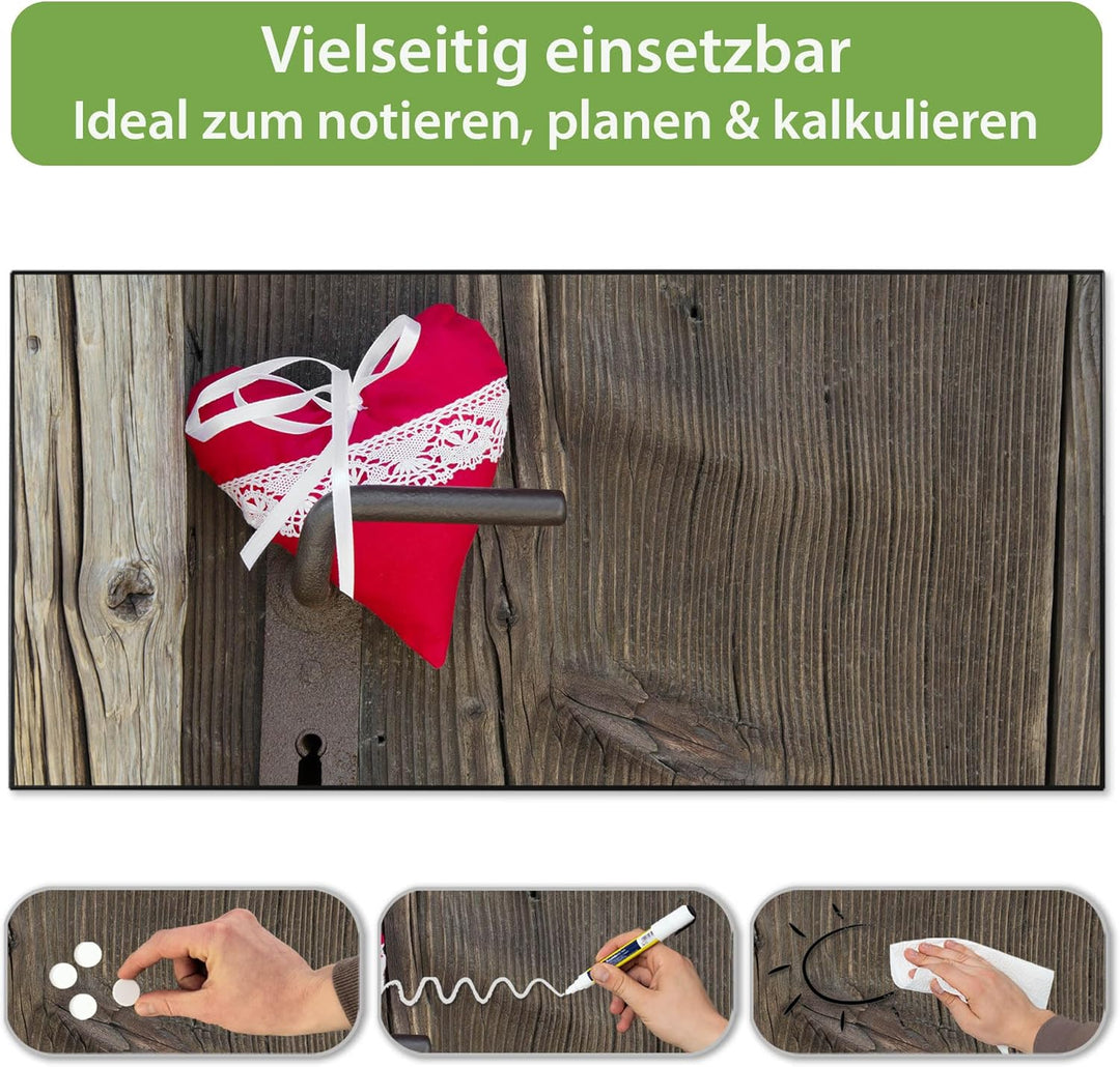 banjado Magnettafel schwarz 78 x 37cm / Magnetwand Metall/Magnetpinnwand als Memoboard/Pinnwand Magn