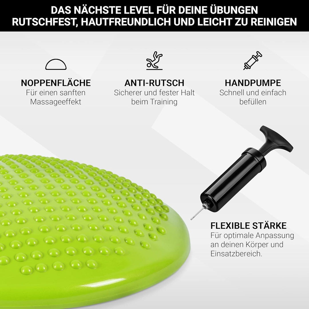 MSPORTS Ballsitzkissen inkl. Pumpe und Übungsposter | ca. 32 cm Durchmesser mit Noppenoberfläche - i
