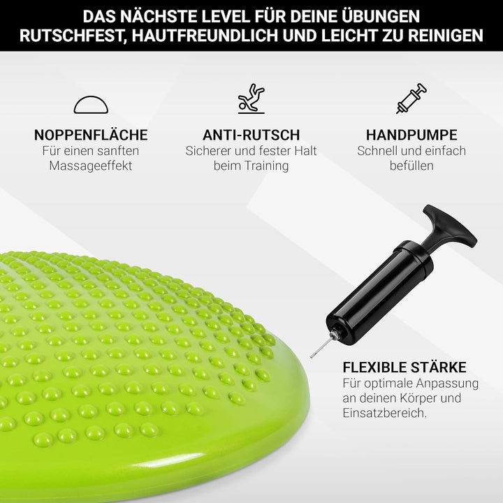 MSPORTS Ballsitzkissen inkl. Pumpe und Übungsposter | ca. 32 cm Durchmesser mit Noppenoberfläche - i