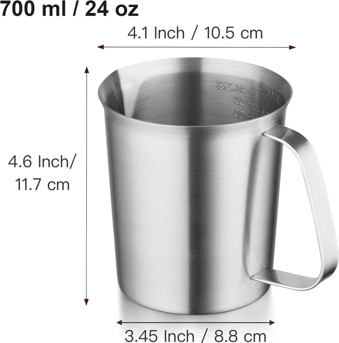 CURTA auf Edelstahl Messbecher, 700 ml Messbecher, Milchaufschäumbecher, Arten von Markierungen, ein
