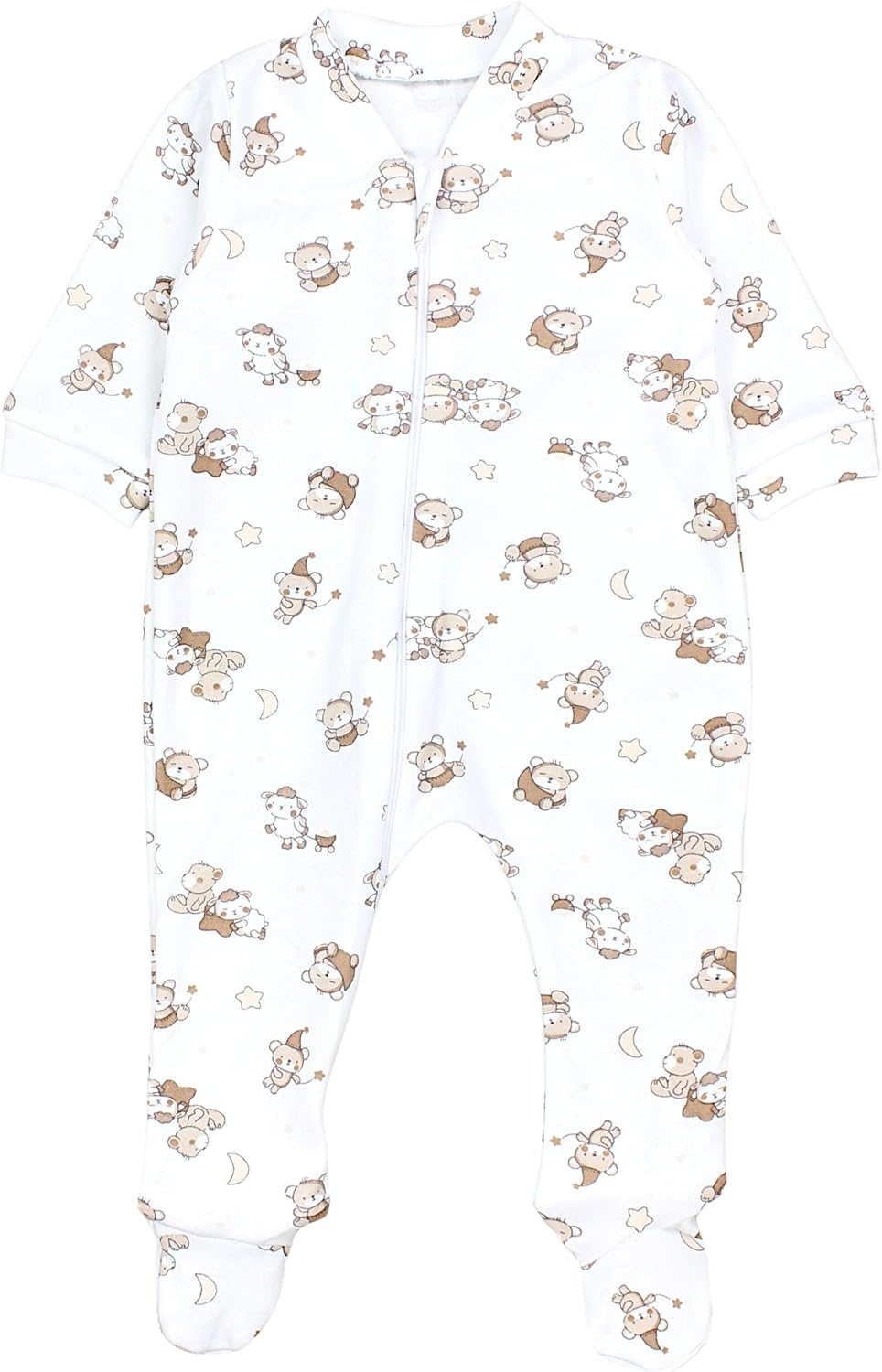 TupTam Unisex Schlafstrampler 3er Pack Baumwolle mit Reissverschluss 62 Bärchen Sterne Beige, 62 B&#