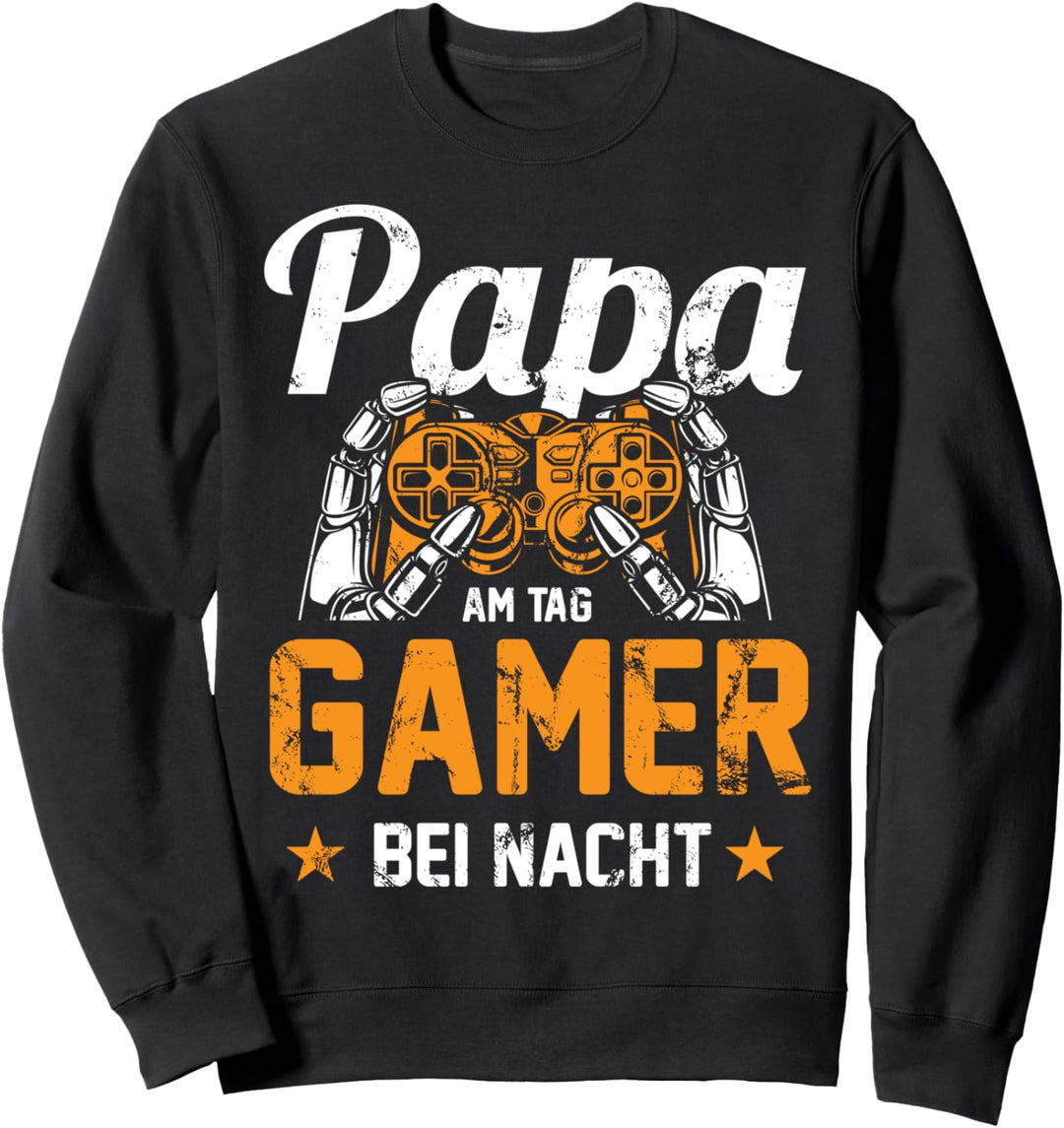 PAPA AM TAG GAMER BEI NACHT | Vater Gaming Zocker Geschenk Sweatshirt