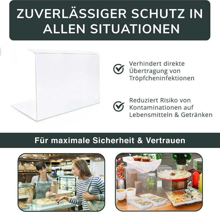 Spuckschutz Trennwand aus PETG Acrylglas als Thekenaufsatz - Acrylglas Aufstelller - Typ 2 (80x50cm,