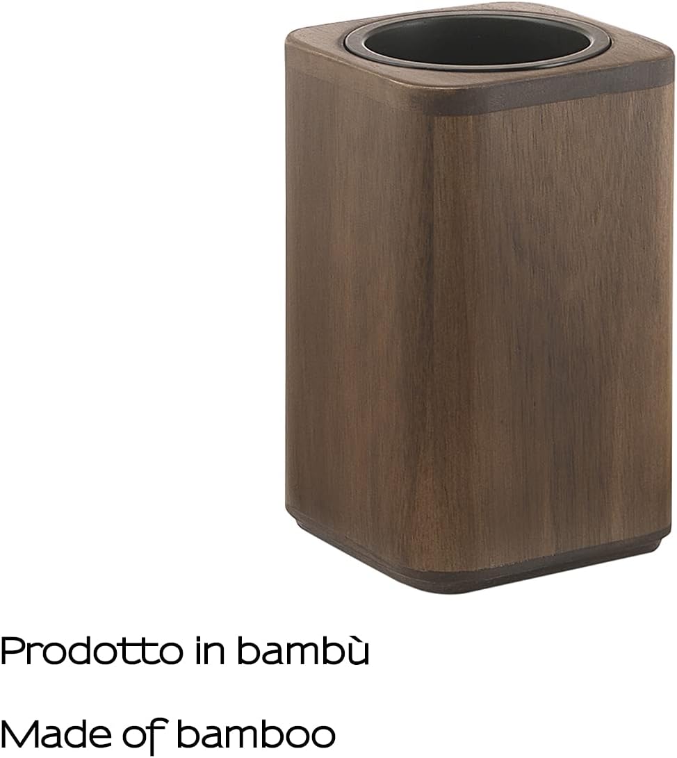 Gedy Daphne Porta Bürsten, Bambu, Walnuss, 8 x 8 x 13 cm