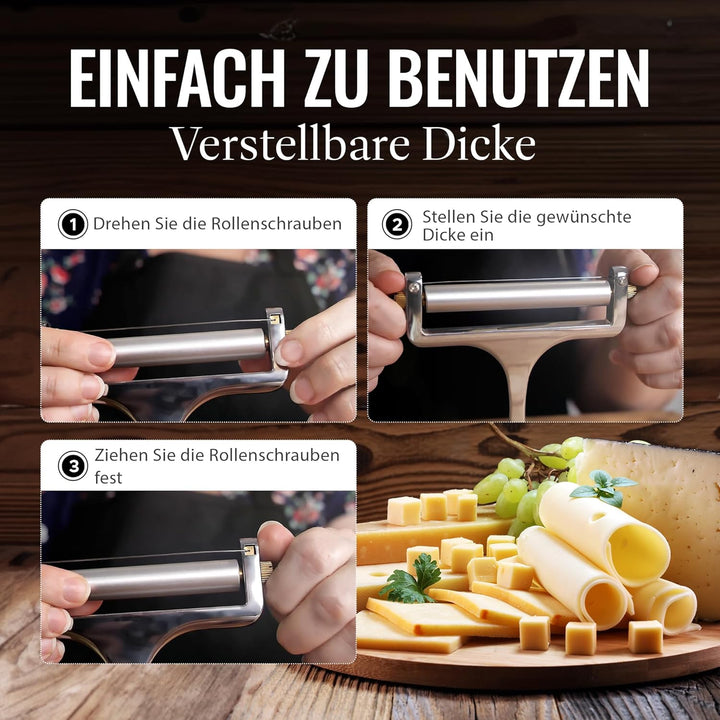 Zulay Käseschneider mit einstellbarer Dicke - Draht-Käseschneider für Mozzarella, Cheddar, Gouda - R