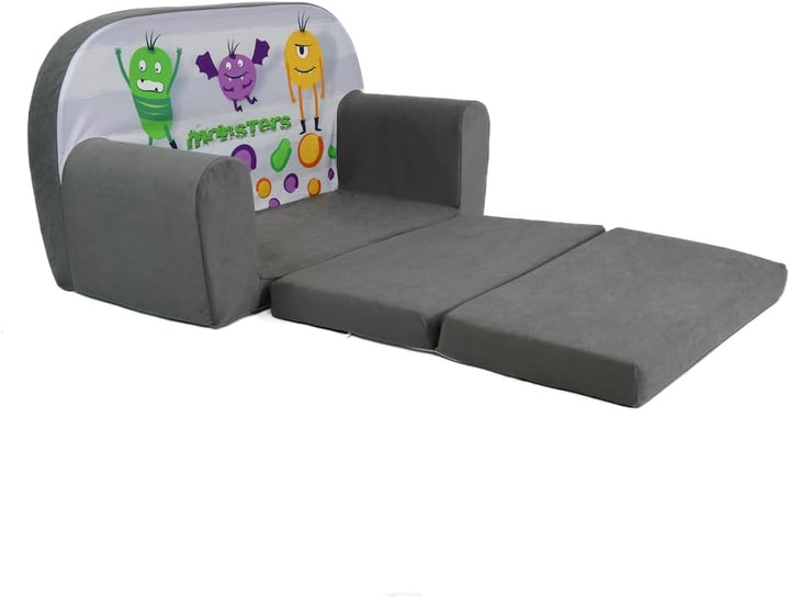 FORTISLINE Kindersofa Mini zum Aufklappen Viele Muster W386 (Monster), Monster