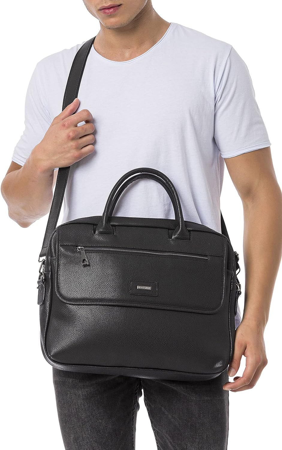 Redbridge Herren Schultertasche Messenger Bag Umhängetasche Kunstleder Schwarz, Schwarz