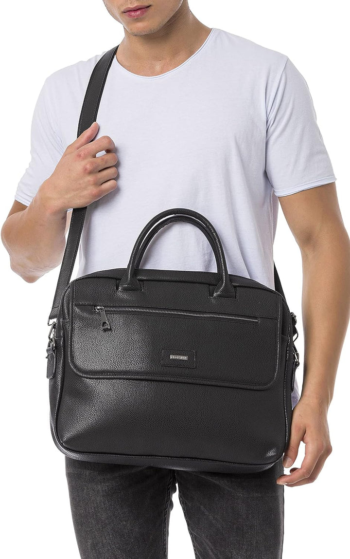 Redbridge Herren Schultertasche Messenger Bag Umhängetasche Kunstleder Schwarz, Schwarz