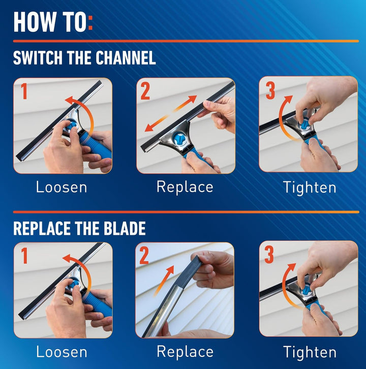 Unger Professional 45,7 cm EZ Change Fenster- und Glasreinigungsrakel – Reinigungsmittel, Abzieher f