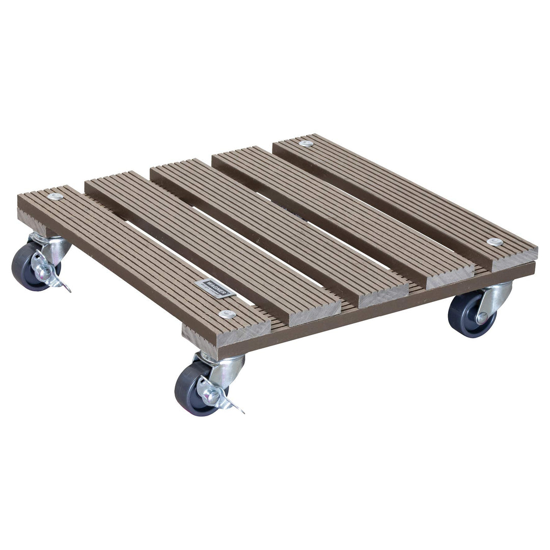 Wagner Pflanzenroller WPC 29 x 29 x 7,5 cm I Blumenroller für Aussenbereich + Innenbereich I Kübelro