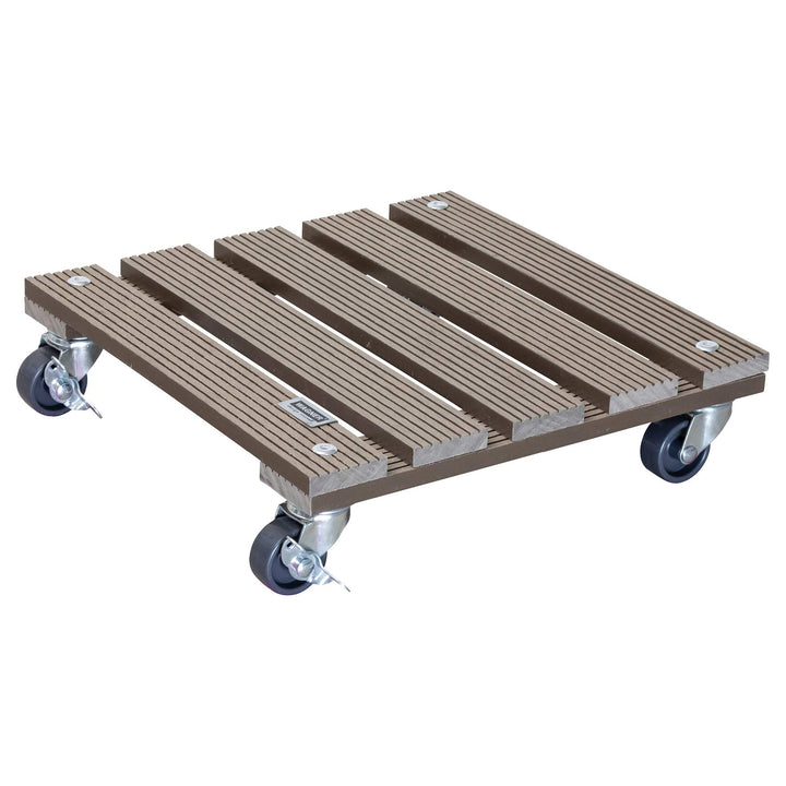 Wagner Pflanzenroller WPC 29 x 29 x 7,5 cm I Blumenroller für Aussenbereich + Innenbereich I Kübelro