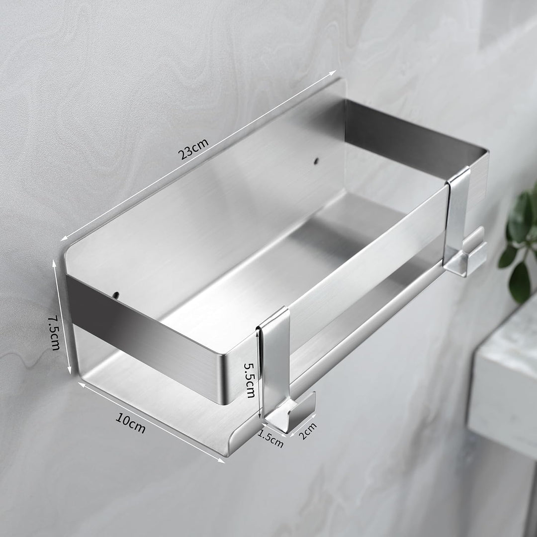 Cooeco Duschablage Ohne Bohren, duschregal ohne bohren 2 Stück, Duschregal mit 4 Haken, Duschablage