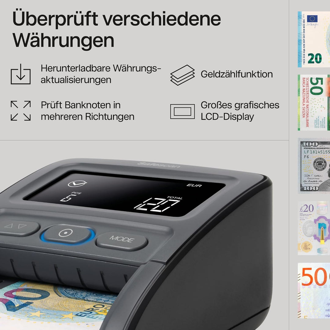 Safescan 155-S automatischer Geldscheinprüfer zur schnellen Überprüfung von Geldscheinen - Falschgel