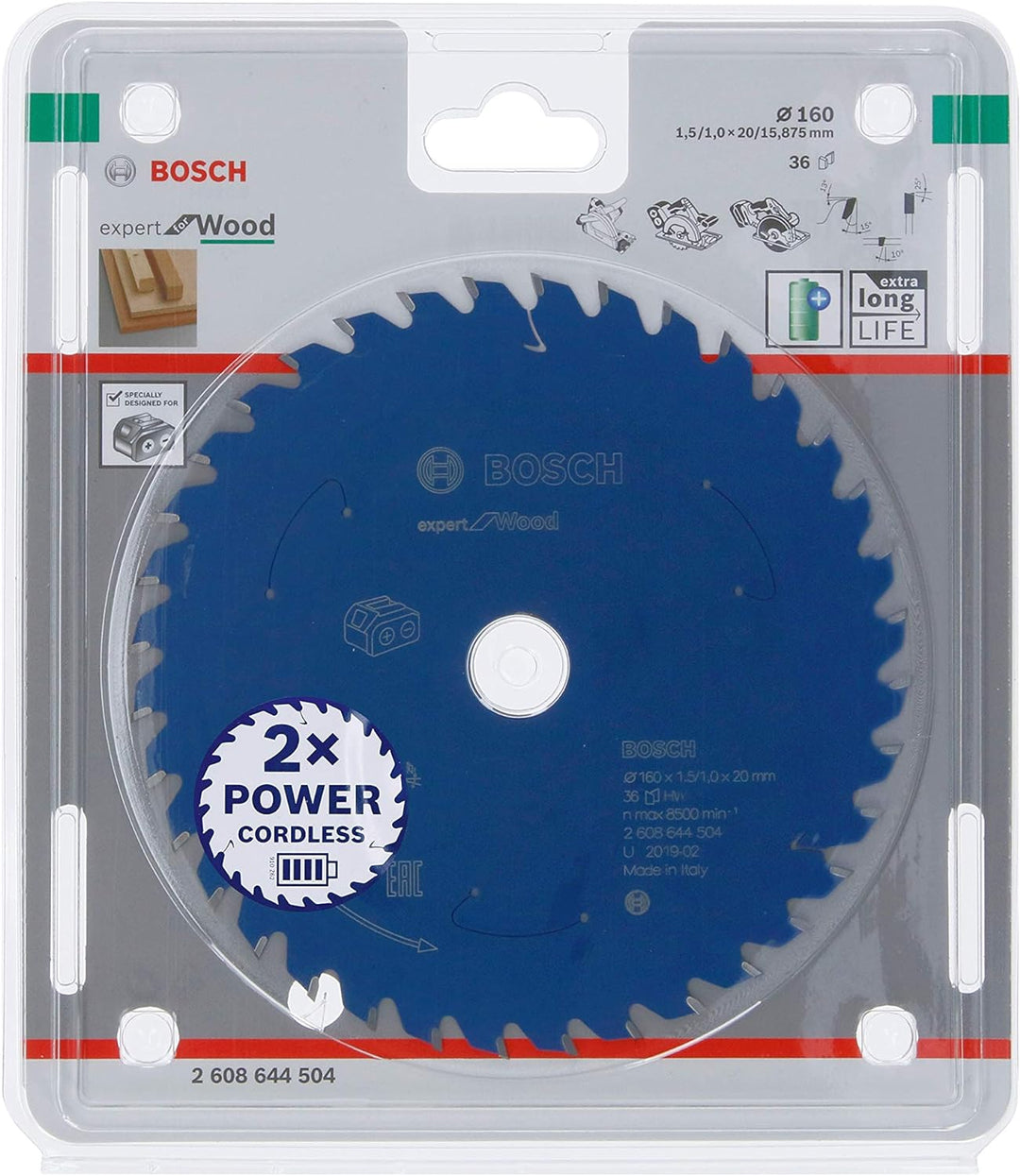 Bosch Accessories 1x Kreissägeblatt Expert for Wood (Holz, Sägeblatt Ø 160 x 20 x 1,5 mm, 36 Zähne,