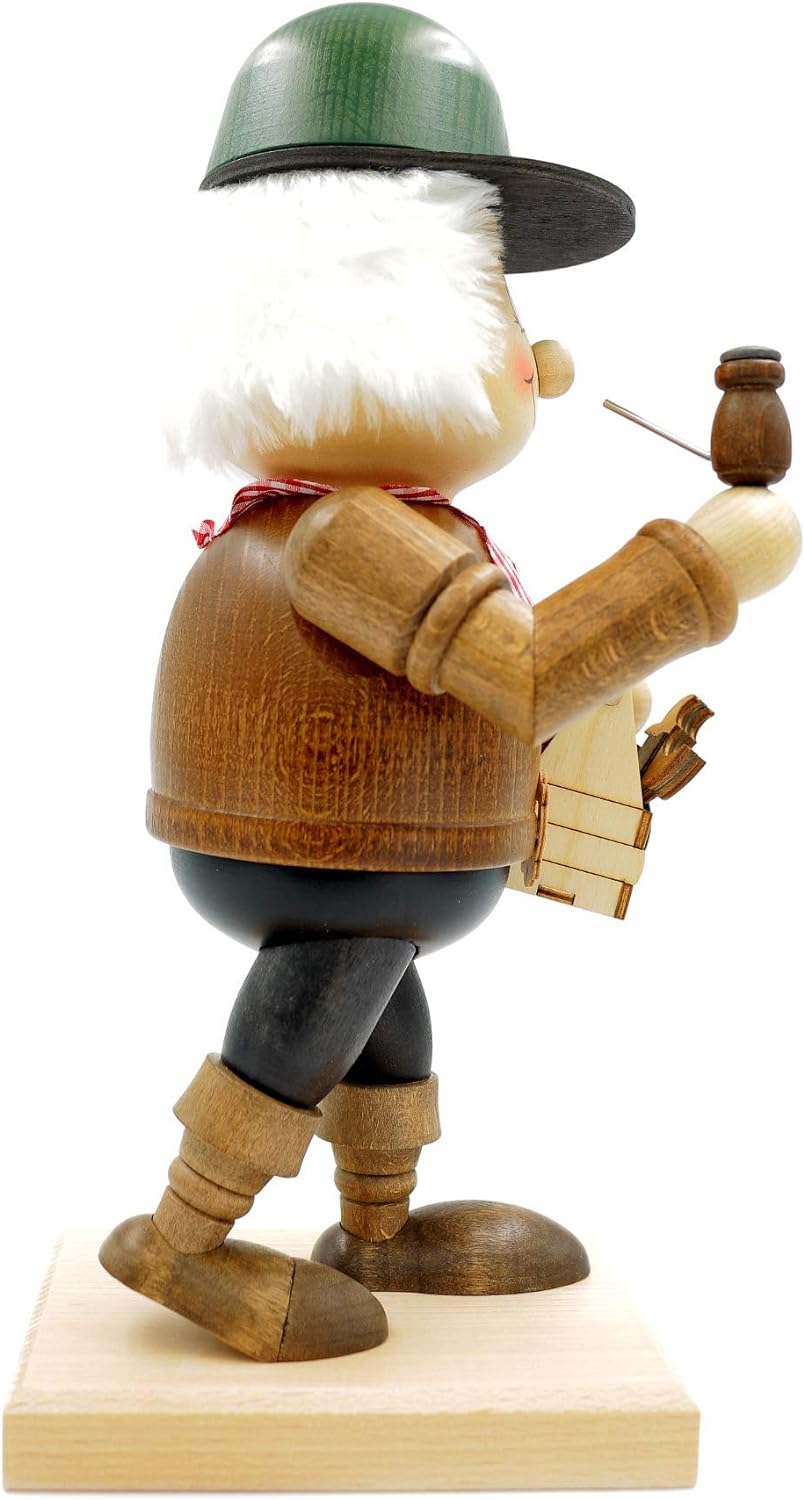 Kuhnert - Original Erzgebirgische Holzkunst Räuchermann Räucherfigur Wichtel 31cm - Handwerker, Hand