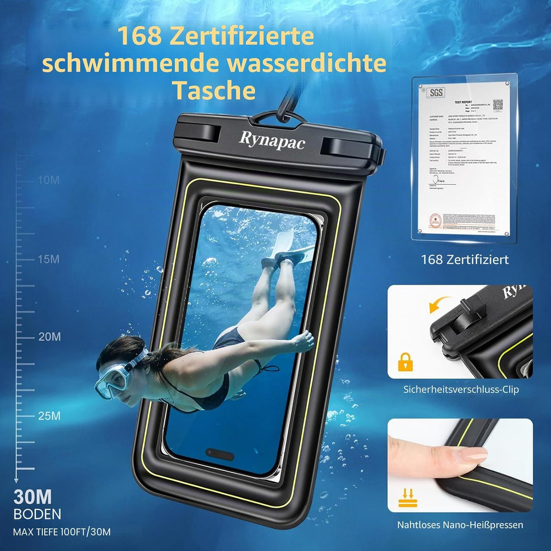 Schwimmende wasserdichte Handytasche, 2 Stück Wasserfest Handyhülle für iPhone 17 16 15 14 Air Pro M