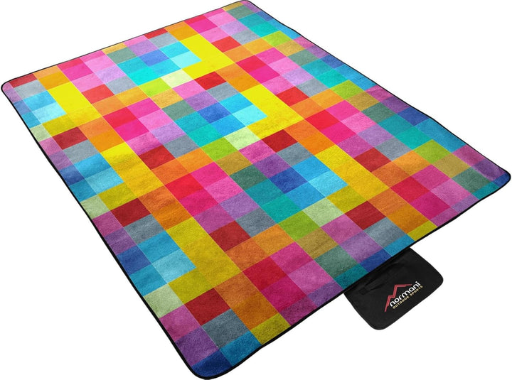 normani Outdoor Campingdecke Fleece mit Tragegriff wasserdicht isoliert Bunt 140 x 180 cm, Bunt 140
