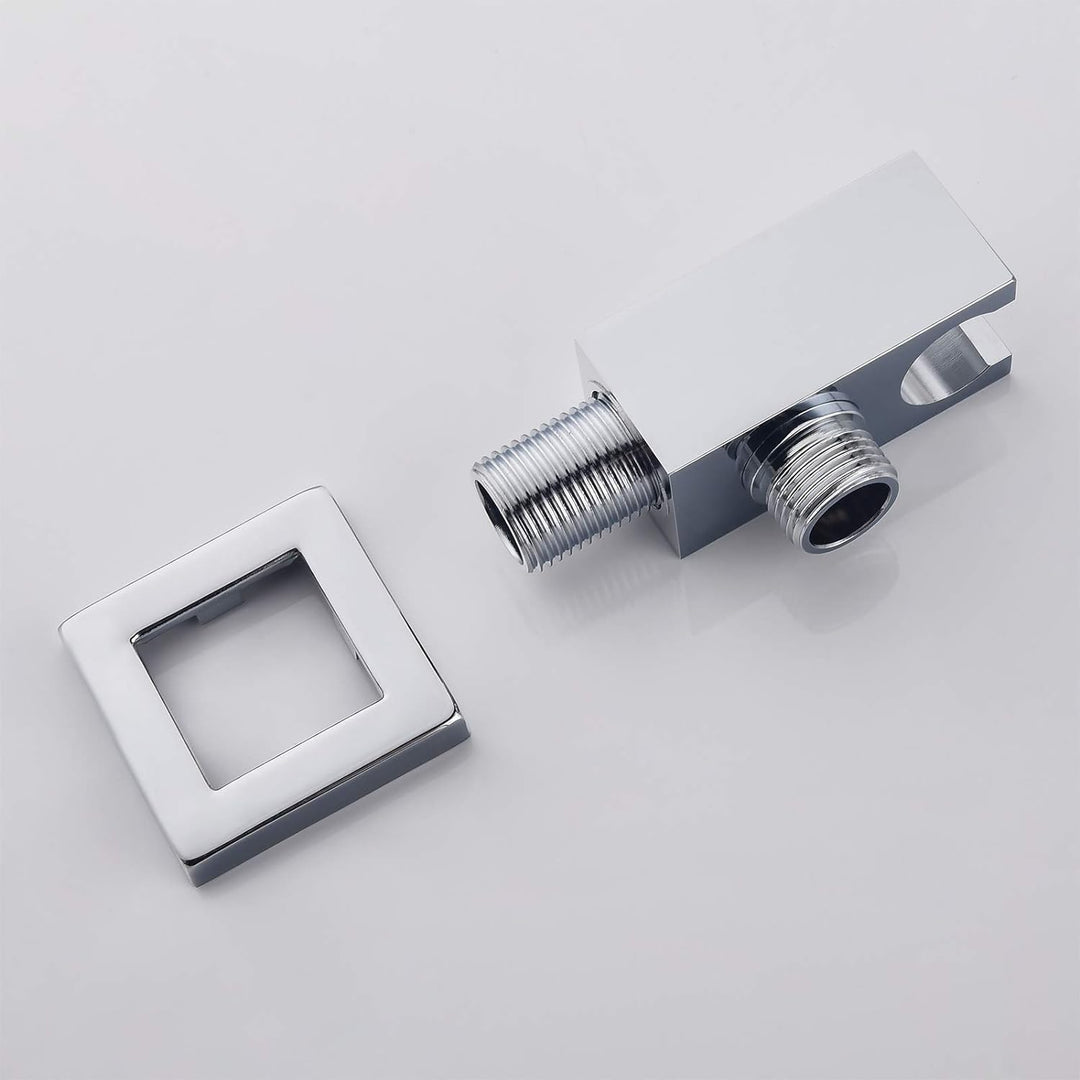 Chrom Schlauchanschluss mit Brausehalter, Keymark Messing Square Wandanschlussbogen 1/2 Zoll, Brause