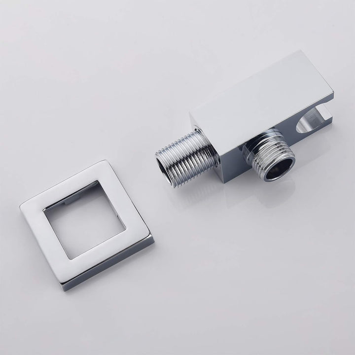 Chrom Schlauchanschluss mit Brausehalter, Keymark Messing Square Wandanschlussbogen 1/2 Zoll, Brause