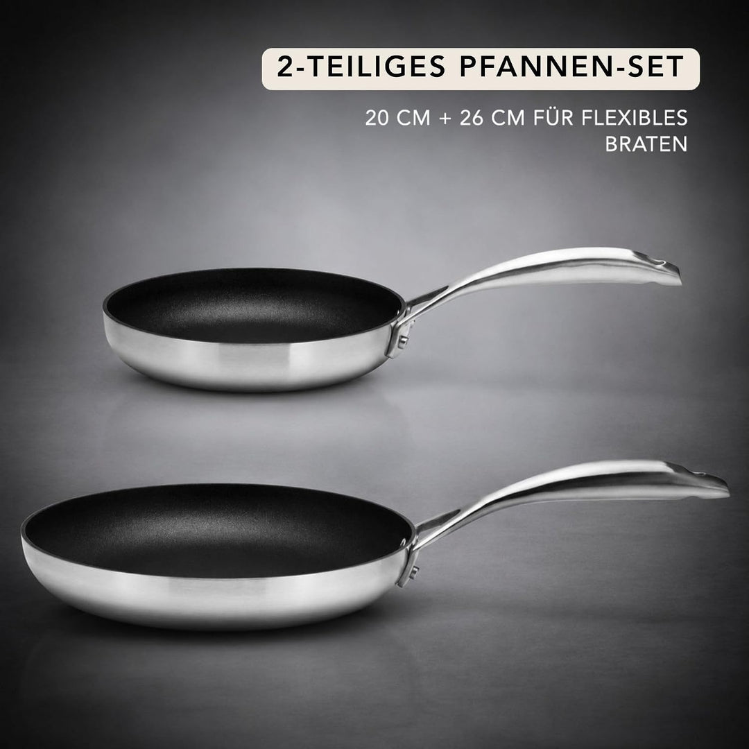 SCANPAN CS+ Pfannen-Set 2-tlg., 20+26 cm, Stratanium+, 5-Schicht, Edelstahl, 20+26 cm