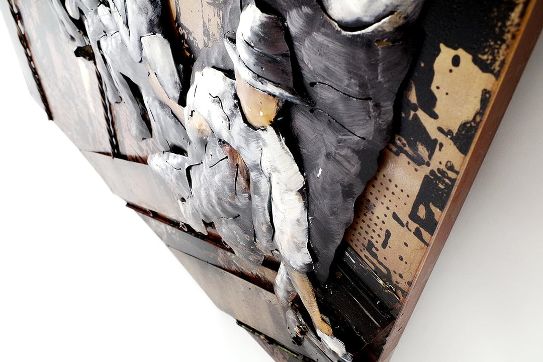 Kobolo Wandbild Wanddeko Metallbild 3D-Bild - New York Bauarbeiter - 90x90 cm