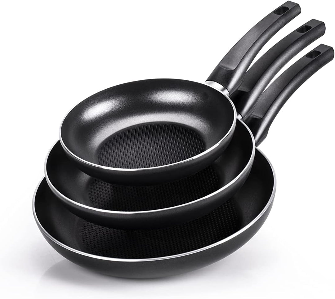 Moneta Gea Pfannen-Set, 20 – 24 – 28 cm, Aluminium, 100% recycelt, für jede Kochplatte inklusive Ind