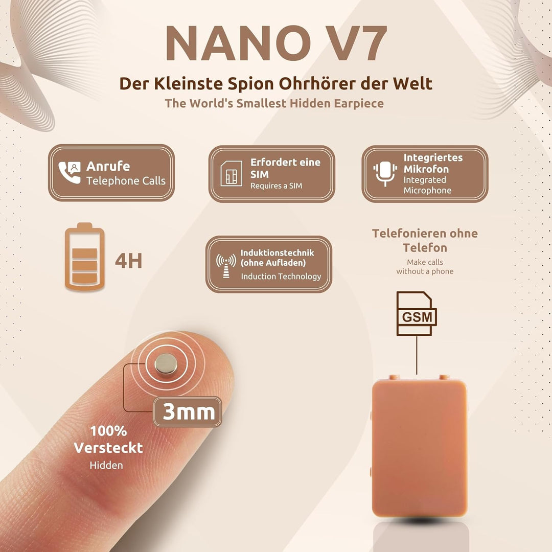 PingaOculto Spion Kopfhörer für Prüfung GSM Mini Nano Unsichtbare Kopfhörer für SIM-Karte mit Mikrof