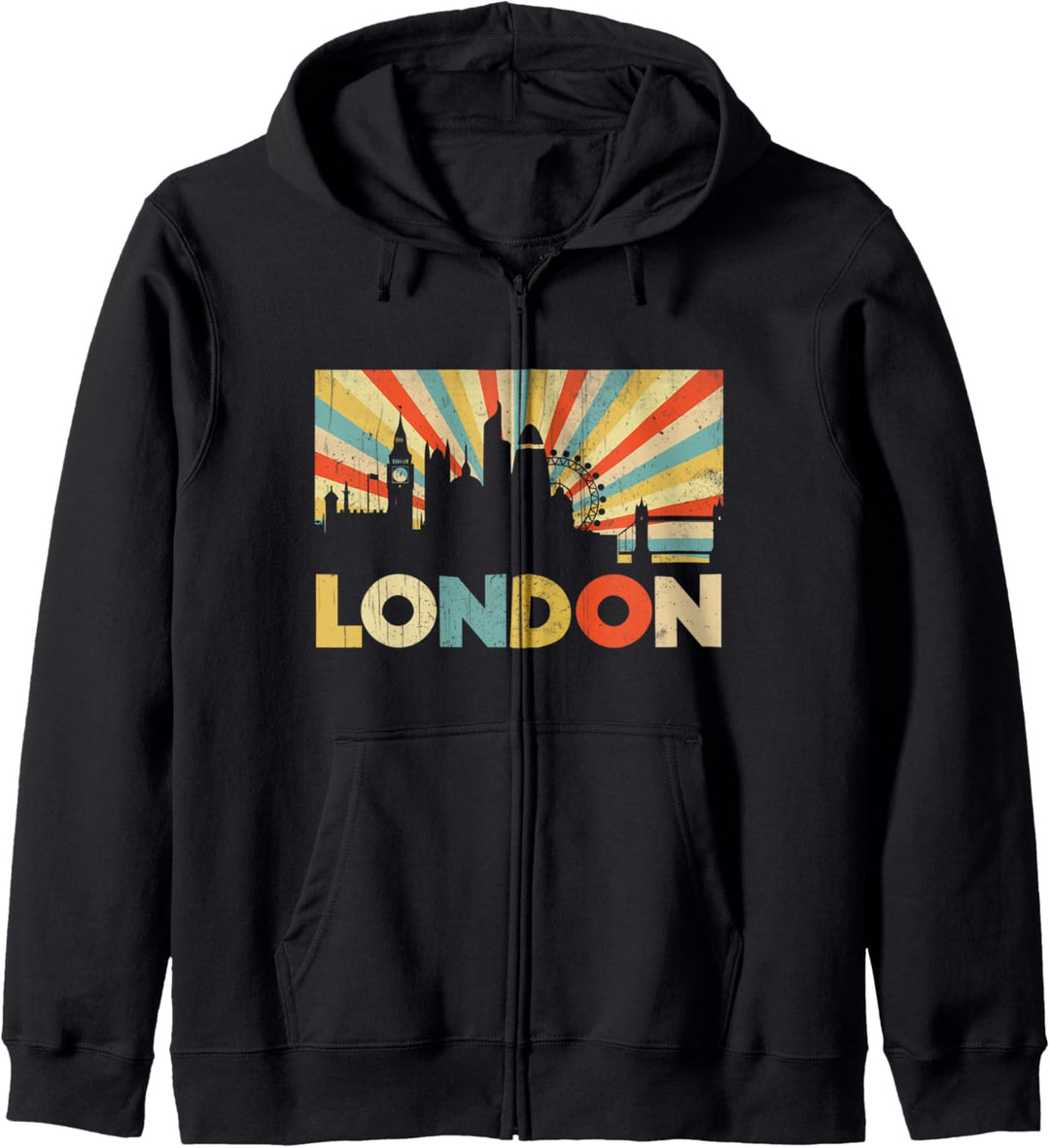Vintage London Souvenir - Retro Sunshine London Skyline Kapuzenjacke
