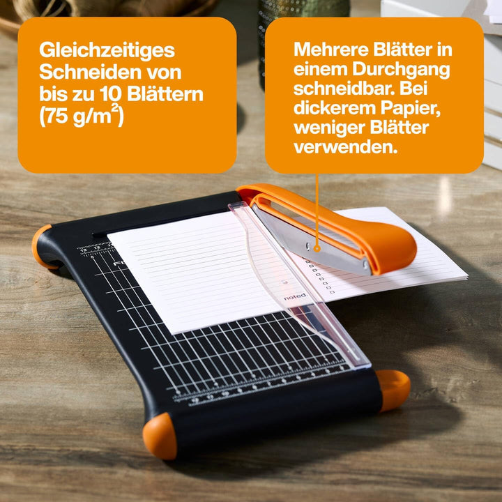 Fiskars Hebel-Papierschneidemaschine, A5-Hochformat, A4-Querformat, Selbstschärfende Klinge, Mit Fin
