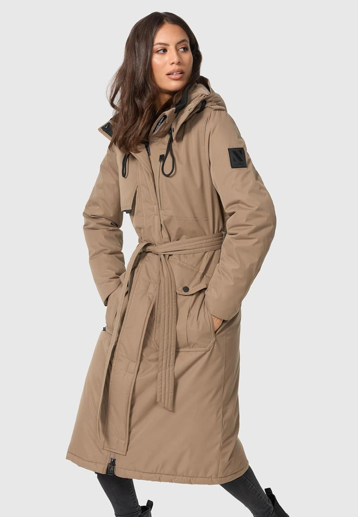 Navahoo Damen Wintermantel Warmer Parka lang mit hohem Kragen und weicher Kapuze Hokulanii XS-XXL XS