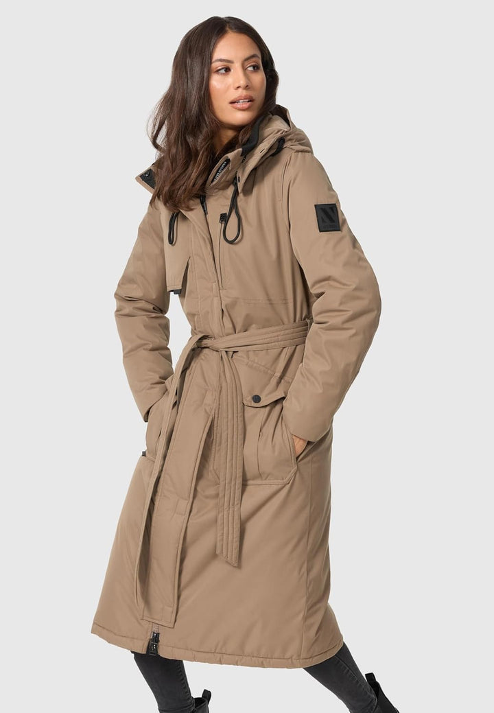 Navahoo Damen Wintermantel Warmer Parka lang mit hohem Kragen und weicher Kapuze Hokulanii XS-XXL XL