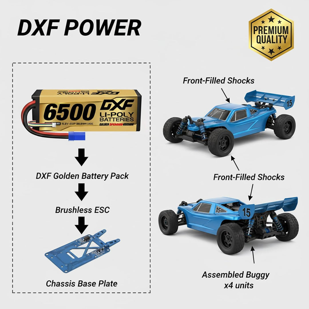 DXF Hochvolt, 4S, 6500 mAh, 15,2 V, 140C, Hardcase mit EC5 Spina per 1:8 Scala RC Auto, Multi-Rotor,