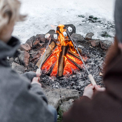 Petromax Lagerfeuer-Spiess ls2 mit Zwei umgebogenen Zinken (2 Stück), Silber, 92 cm