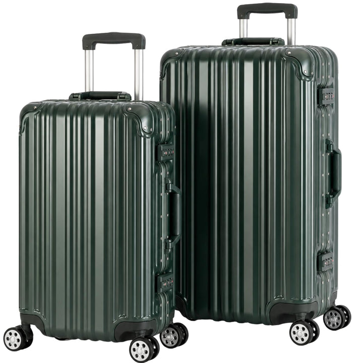 Travelhouse London Koffer Grün S-55cm, M-65cm · 2er-Set · Alu-Rahmen · Polykarbonat Hartschale · Han