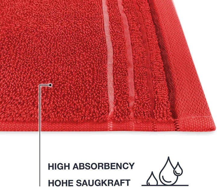 WohnDirect Duschtuch Set 2 teilig - 2 Badetücher (70x140) - Frottee 100% Baumwolle - Rot 2 Badetüche