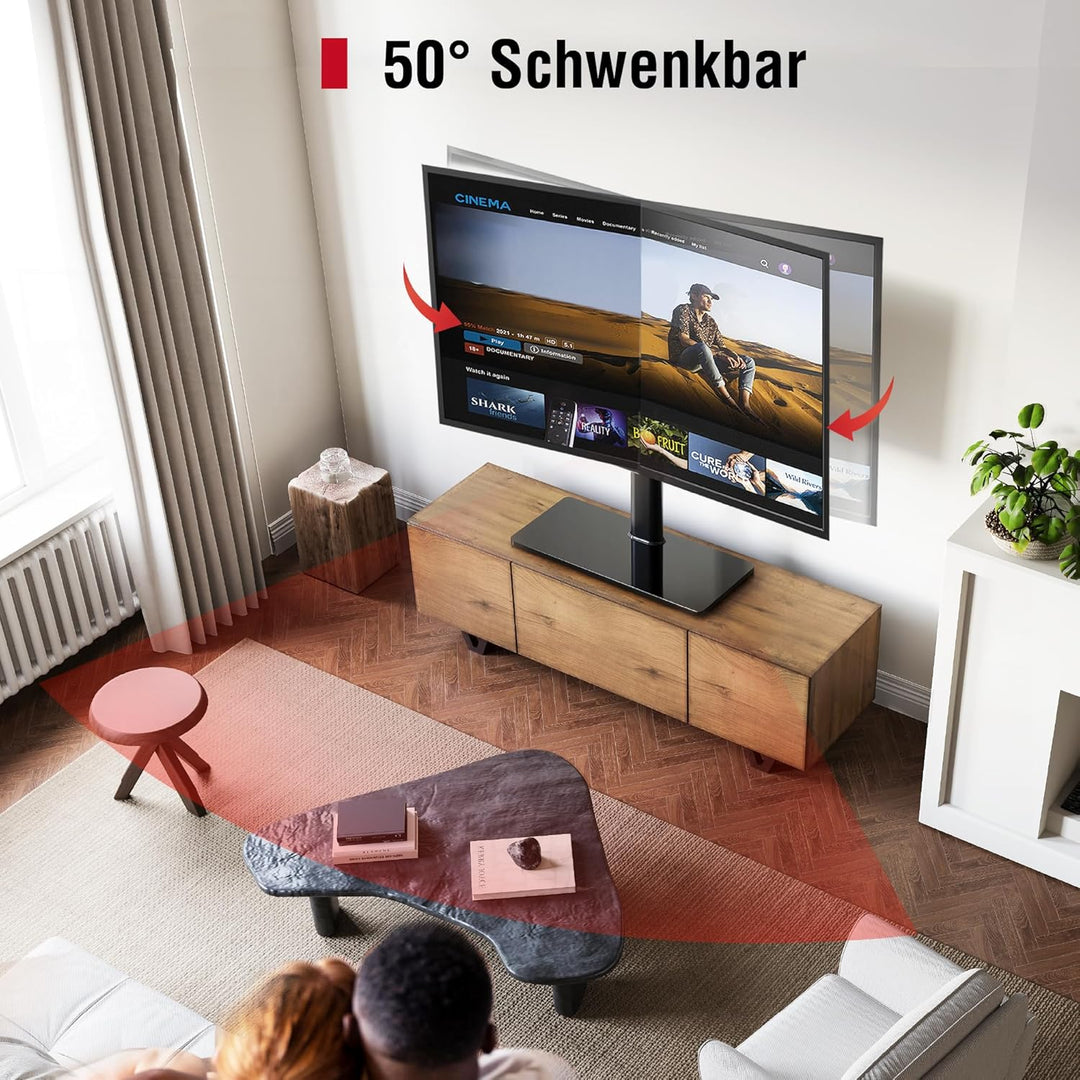 AOKCOS TV Standfuss TV Ständer Höhe 1130mm für 43-75 85 Zoll Fernseher, Neigbar Schwenkbar Höhenvers