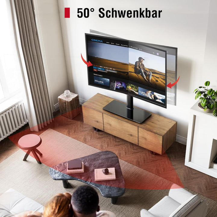 AOKCOS TV Standfuss TV Ständer Höhe 1130mm für 43-75 85 Zoll Fernseher, Neigbar Schwenkbar Höhenvers