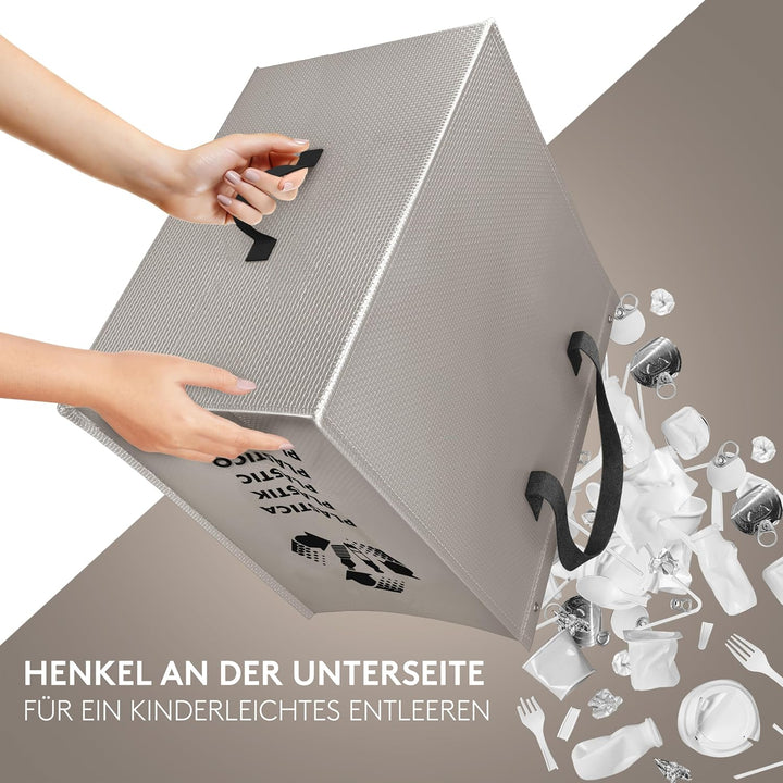 PTMS® Mülleimer 3 Fächer MAXI XL extra gross - Mülltonne als praktische Taschen für Papier, Glas & P