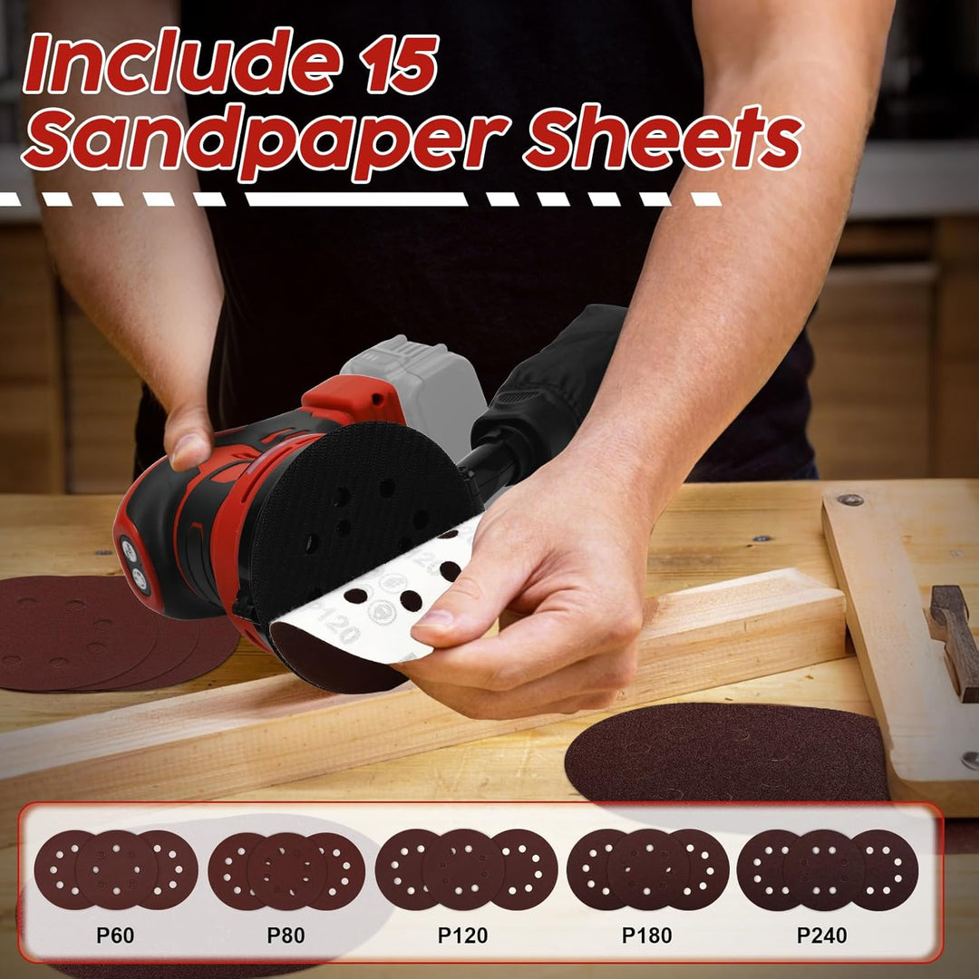 Akku Exzenterschleifer kompatibel mit Milwaukee 18V Akku, 5-Zoll-Handschleifer mit variabler Drehzah