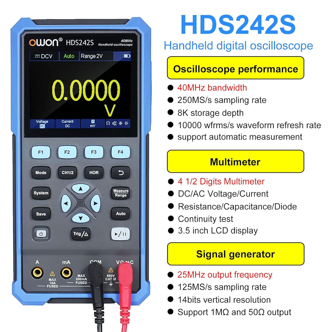 HDS242S Handheld Digital Oszilloskop mit Wareform Generator Funktion 40MHz 3 in1 2 Kanäle Digital Tr