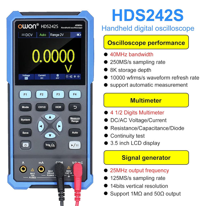 HDS242S Handheld Digital Oszilloskop mit Wareform Generator Funktion 40MHz 3 in1 2 Kanäle Digital Tr