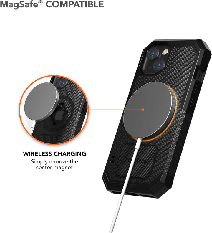 Rokform - iPhone 13 Hülle, Rugged Series, Dual Magnet Plus MagSafe kompatibel, magnetische Schutzhül