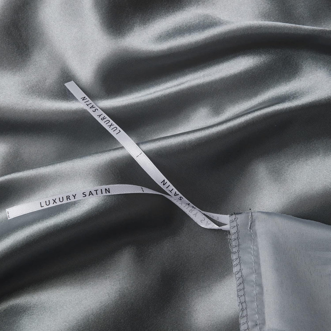 Boqingzhu Satin Bettwäsche 220×240cm Grau Dunkelgrau Anthrazit Uni Einfarbig Glatt Glänzend Luxus Se