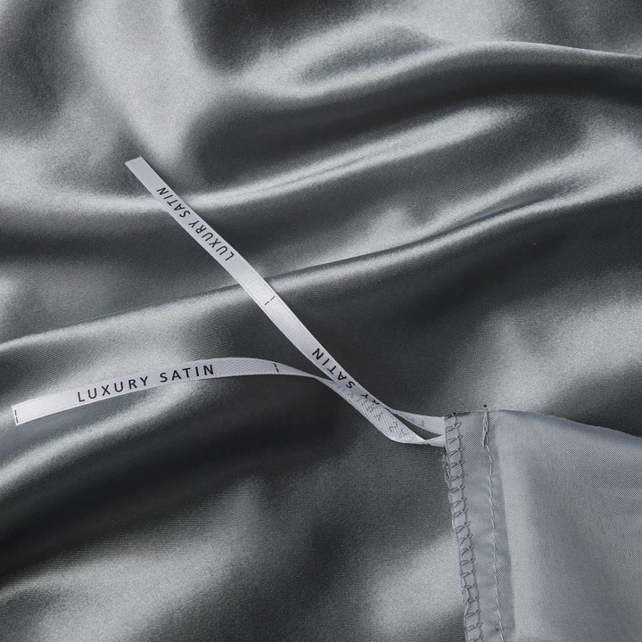 Boqingzhu Satin Bettwäsche 220×240cm Grau Dunkelgrau Anthrazit Uni Einfarbig Glatt Glänzend Luxus Se
