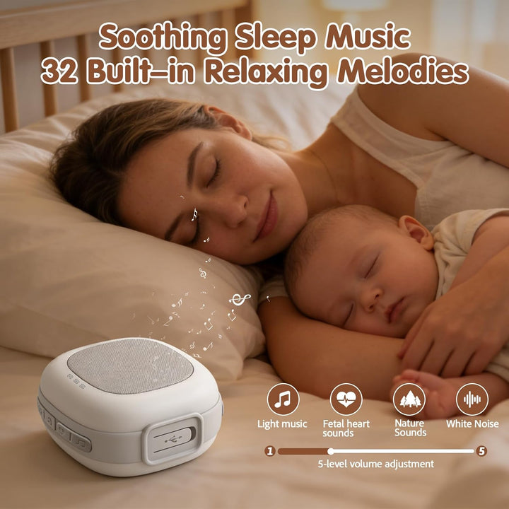 Tragbare White-Noise-Machine mit Nachtlicht Weisses Rauschgerät mit 32 High-Fidelity-Soundtracks, 7