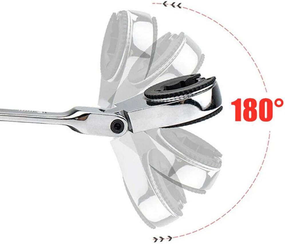 15 mm Flex-Head Rohr-Ratschenschlüssel Doppeltes offenes Ende Spiegelpolitur Ratsche Flare Mutter Sc