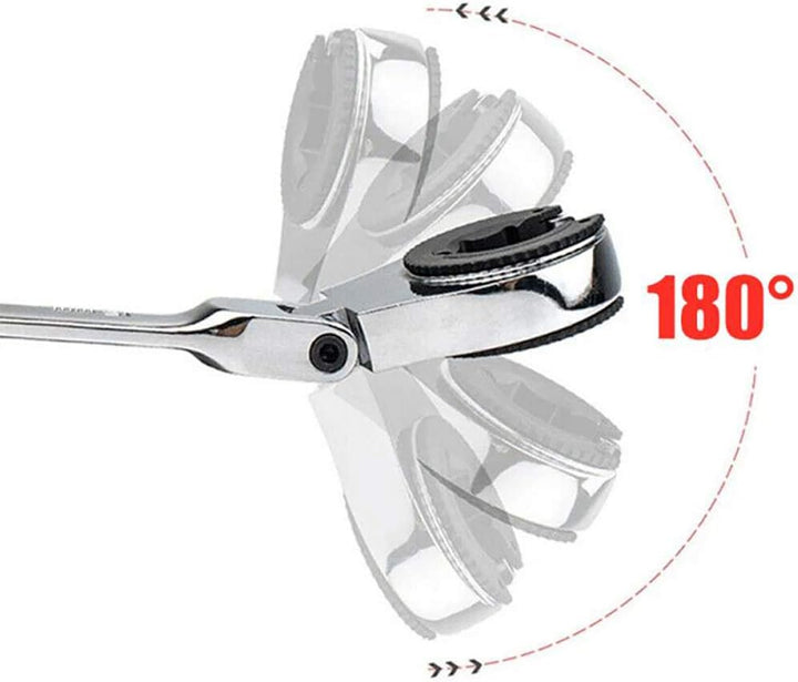 15 mm Flex-Head Rohr-Ratschenschlüssel Doppeltes offenes Ende Spiegelpolitur Ratsche Flare Mutter Sc