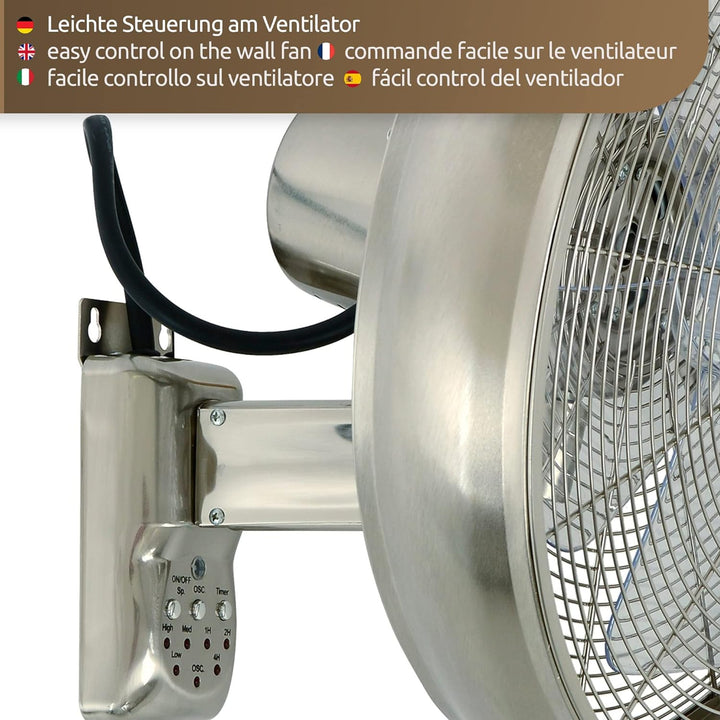 LUCCI AIR 213126EU Breeze Wandventilator mit Fernbedienung, Stahl, Stahl