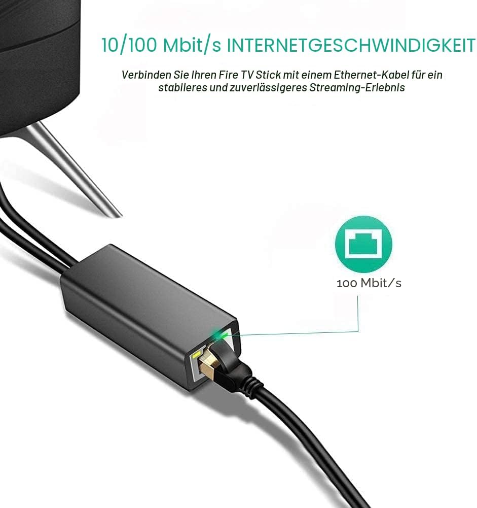 Fire TV Stick Ethernet Adapter, Ethernet Adapter für Fire Stick und Chromecast, Chromecast Ultra 4k,
