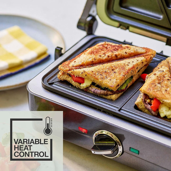 Cuisinart GRSM4U 2-in-1 Grill- und Sandwich-Maker, antihaftbeschichtet, abnehmbare Platten, Mitterna